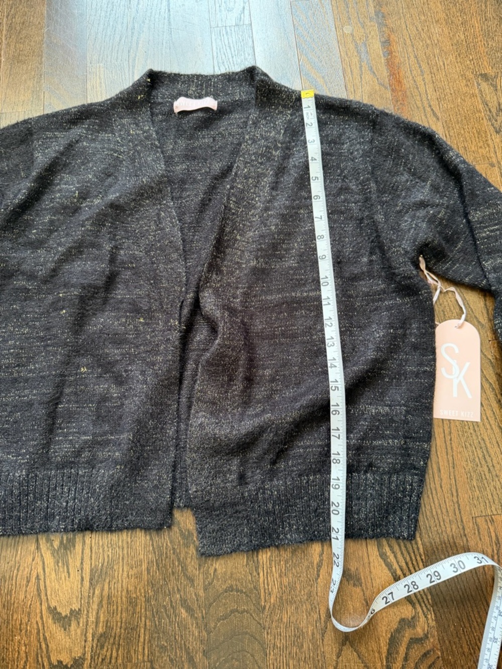 Women's Charcoal V-Neck Sweater Cardigan - Picture 4 of 6